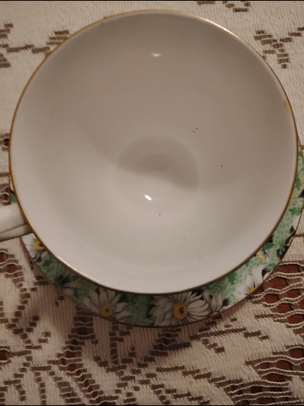 Shelley Green Daisy Chintz Bone China Cup & Saucer Set. Rare Ripon Shape
